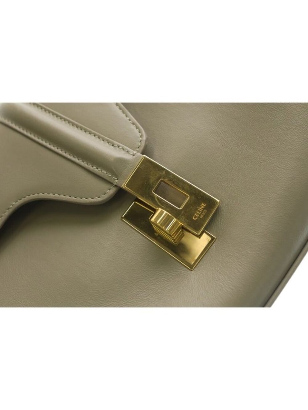 Celine Teen Soft 16 Shoulder Bag Mint Green Light Khaki Leather Gold - Picture 5 of 6